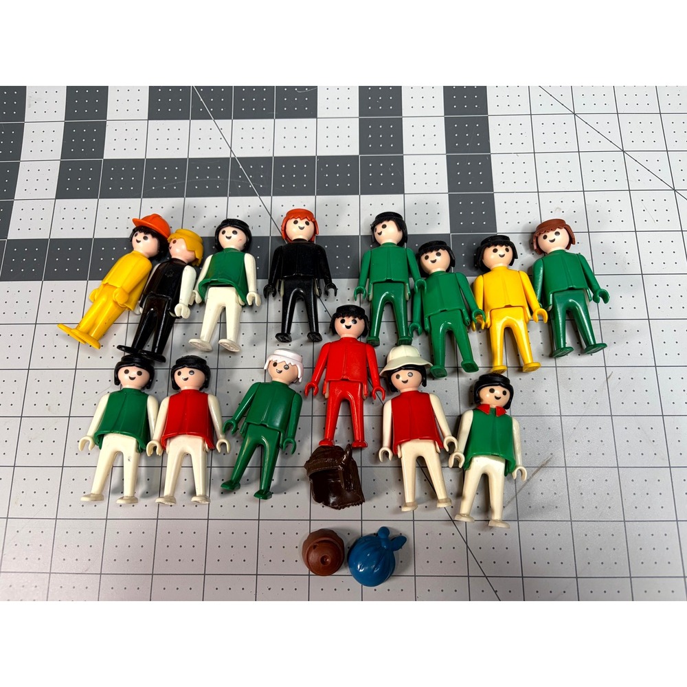 Vintage 1974 Playmobil Geobra Figure Lot 14 Klicky People Accessories Mixed Set